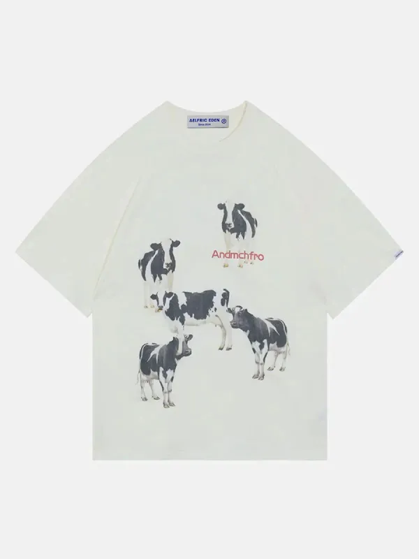 AEL Dairy Cow Print Cotton Tee sold by Aelfric Eden