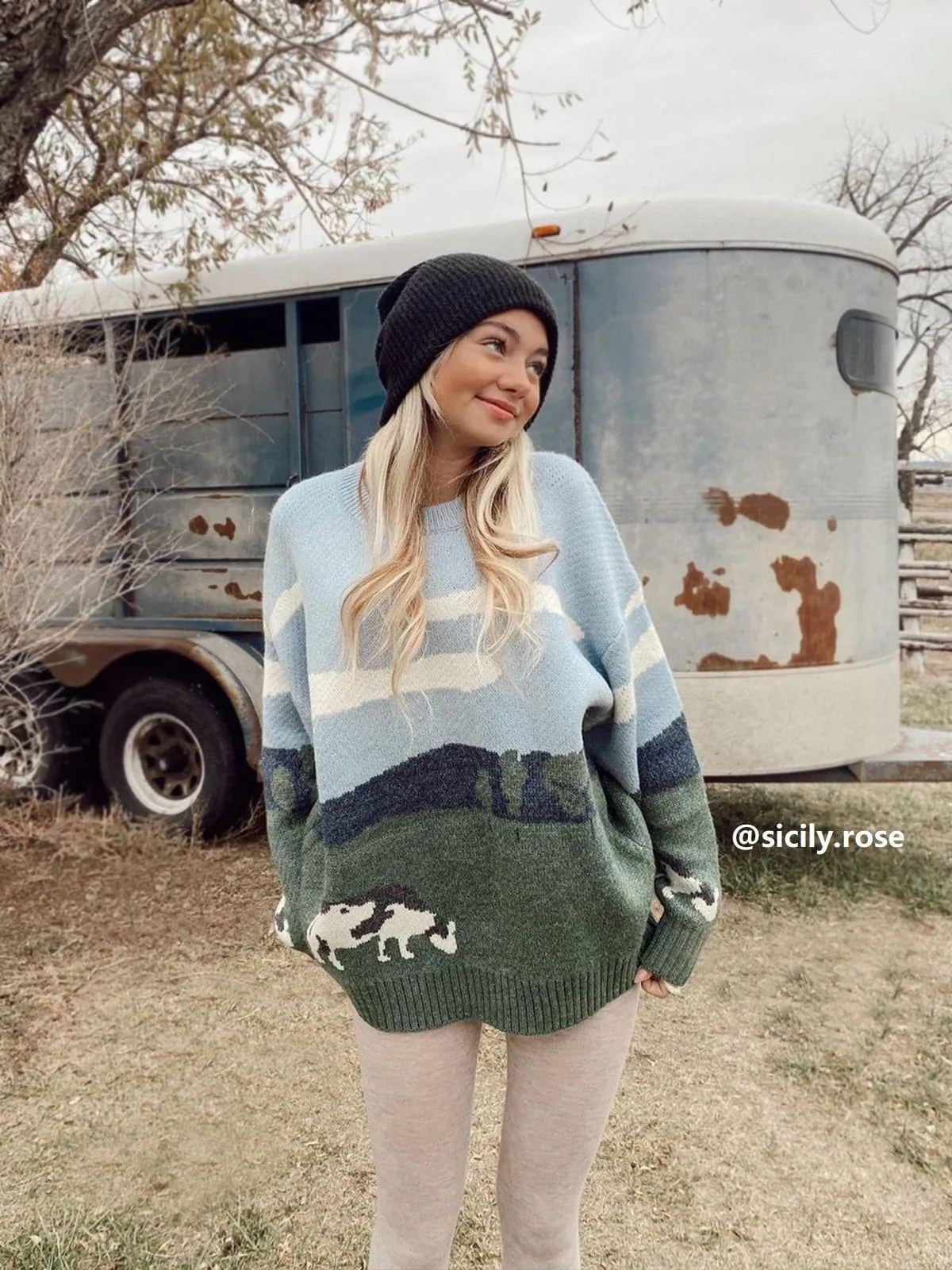 Aelfric Eden Vintage Prairie Cow Pattern Sweater sold by Aelfric Eden product image thumbnail 2