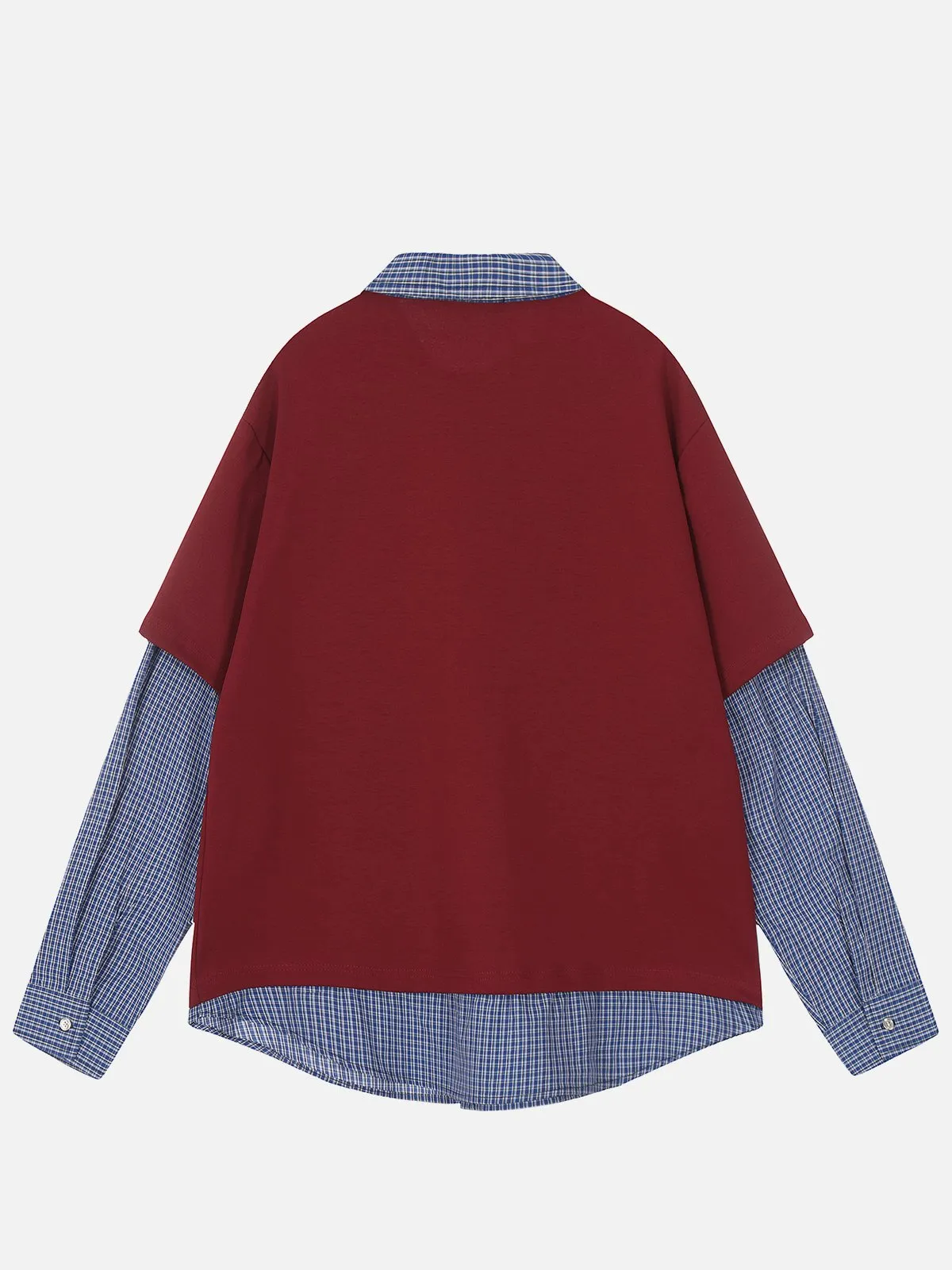 Aelfric Eden Plaid Patchwork Polo Long Sleeve Tee sold by Aelfric Eden product image thumbnail 3