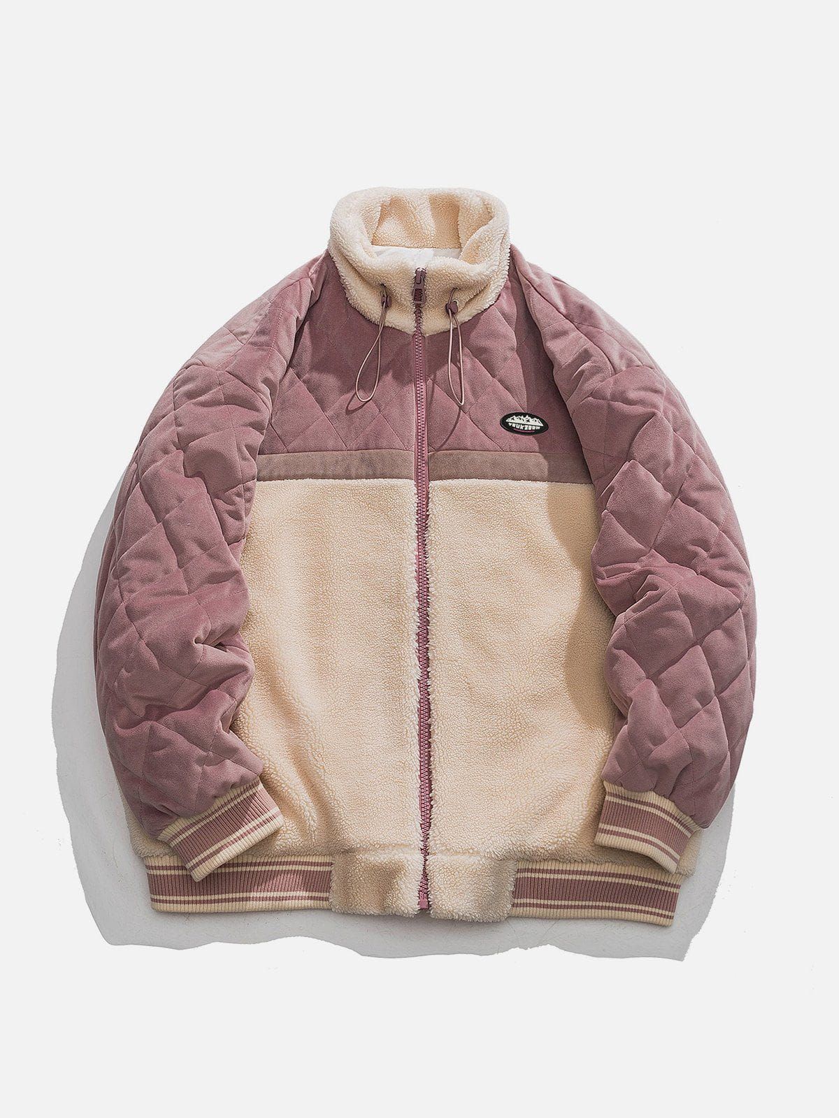 Aelfric Eden Diamond Plaid Patchwork Sherpa Coat sold by Aelfric Eden product image thumbnail 4