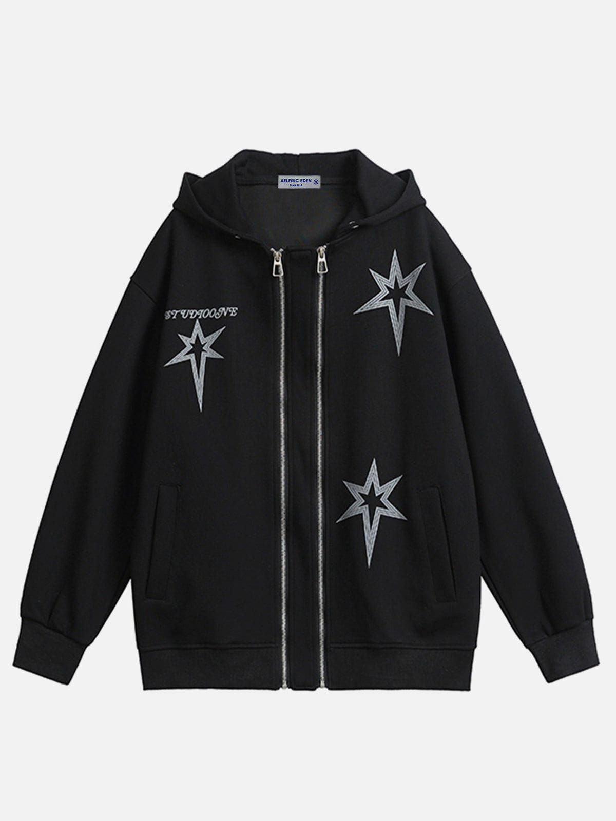 Aelfric Eden Double-ZIP UP Star Print Hoodie sold by Aelfric Eden