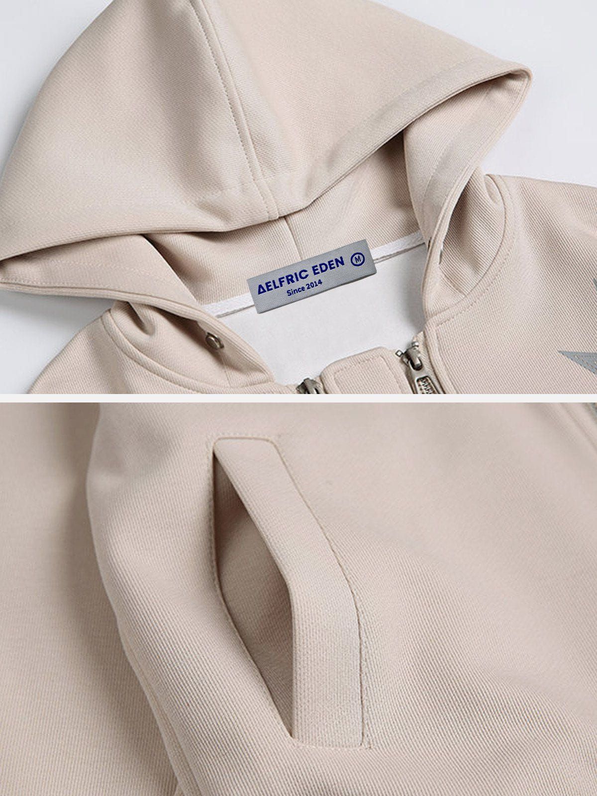 Aelfric Eden Double-ZIP UP Star Print Hoodie sold by Aelfric Eden product image thumbnail 5