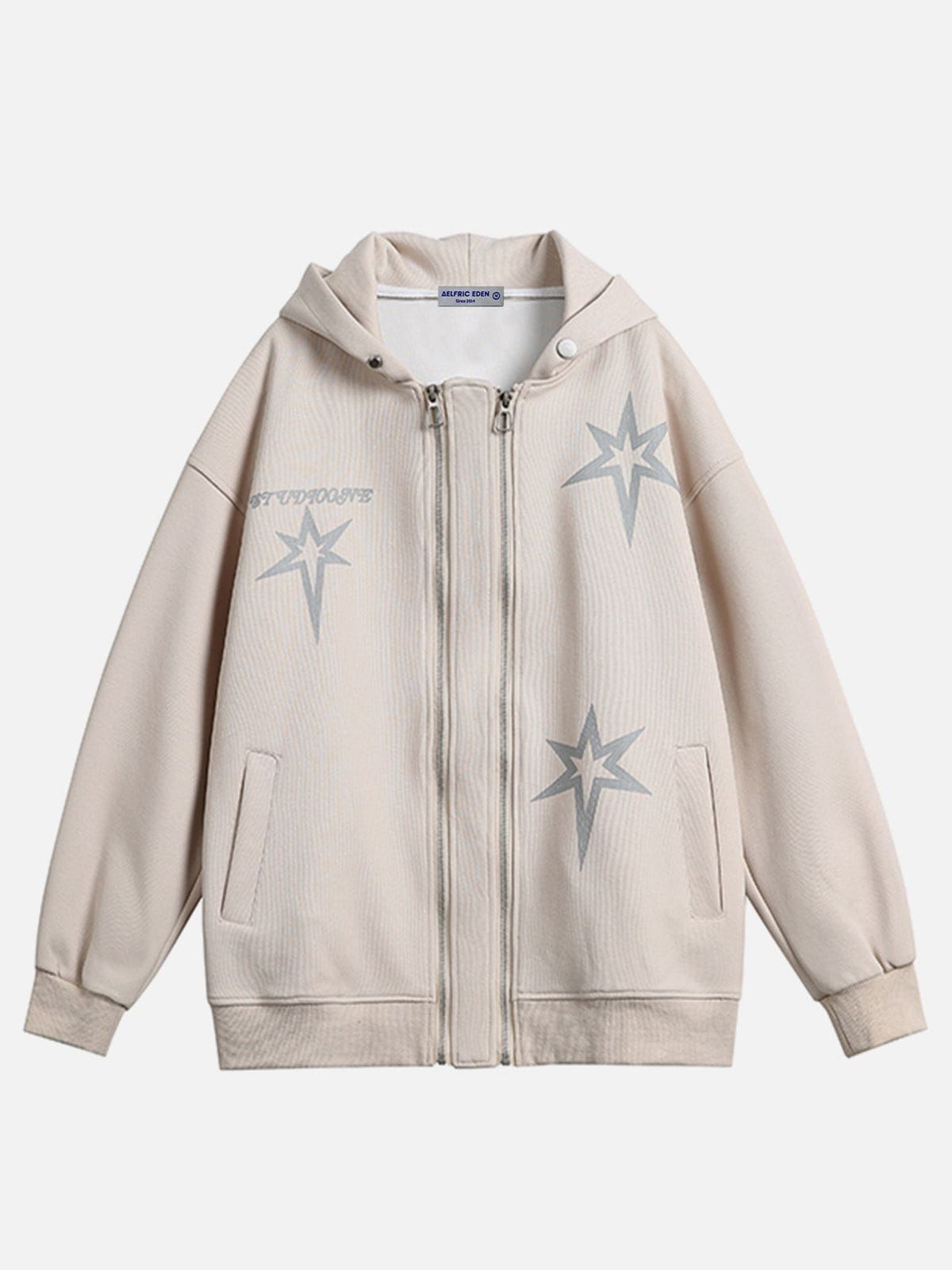 Aelfric Eden Double-ZIP UP Star Print Hoodie sold by Aelfric Eden product image thumbnail 3