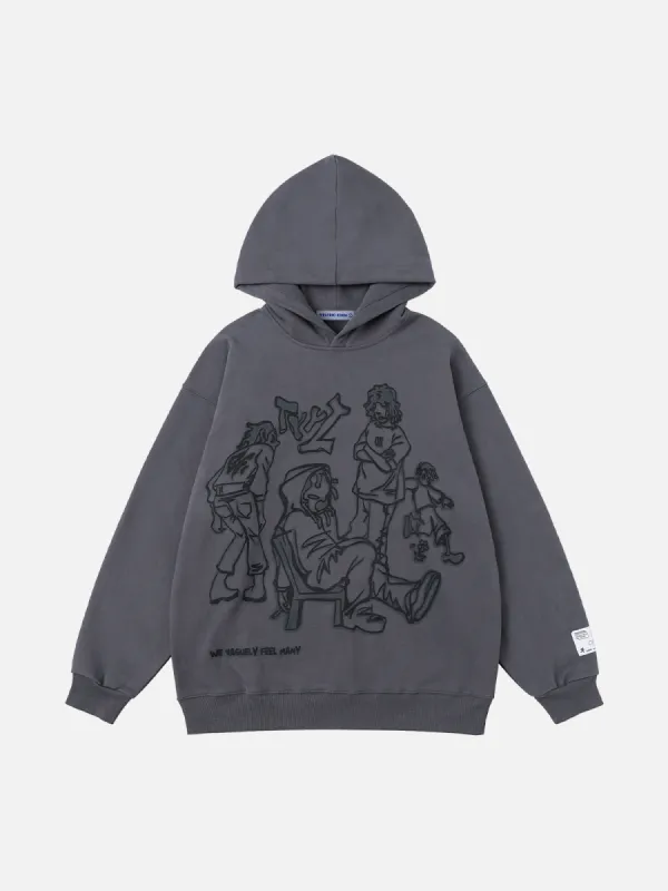 Aelfric Eden Cartoon Line Character Print Hoodie sold by Aelfric Eden