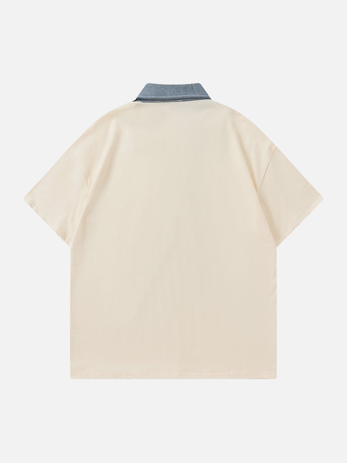 Aelfric Eden Patchwork Denim Flower Polo Tee sold by Aelfric Eden product image thumbnail 2