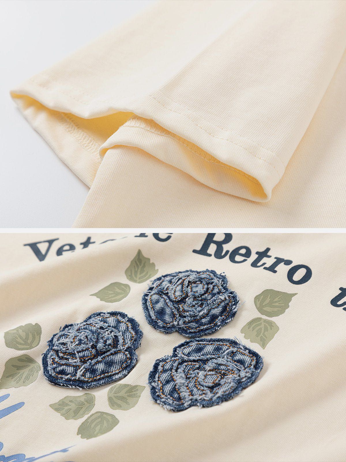 Aelfric Eden Patchwork Denim Flower Polo Tee sold by Aelfric Eden product image thumbnail 5