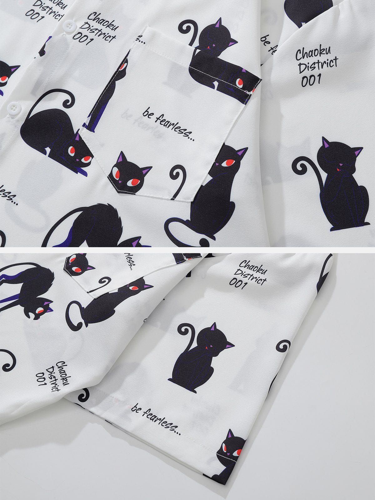 "Be Fareless" Cute Cartoon Cat Print Short Sleeve Shirts sold by Aelfric Eden product image thumbnail 4