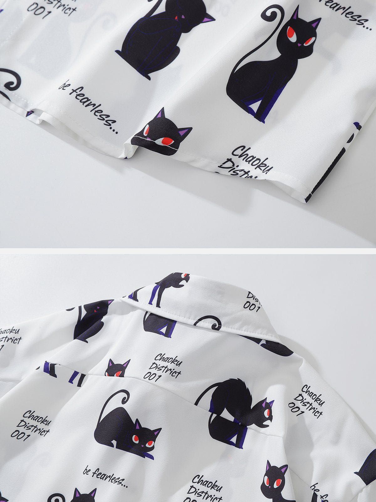 "Be Fareless" Cute Cartoon Cat Print Short Sleeve Shirts sold by Aelfric Eden product image thumbnail 3