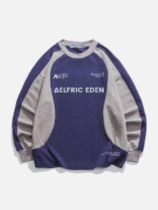 Aelfric Eden Vintage Colorblock Letter Print Sweatshirt sold by Aelfric Eden