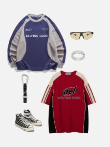 Aelfric Eden Vintage Colorblock Letter Print Sweatshirt sold by Aelfric Eden