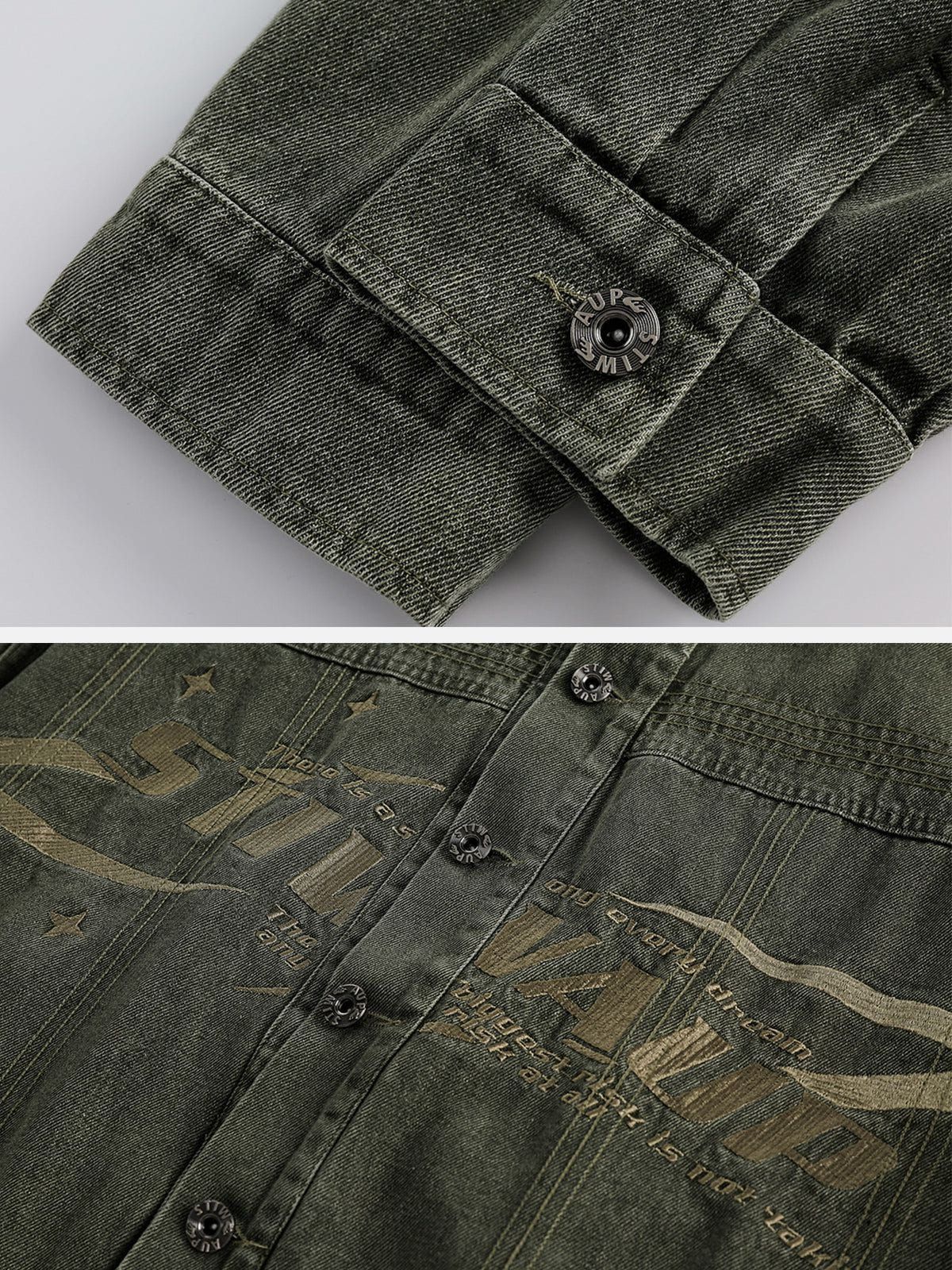 Aelfric Eden Letter Embroidery Denim Jacket sold by Aelfric Eden product image thumbnail 3