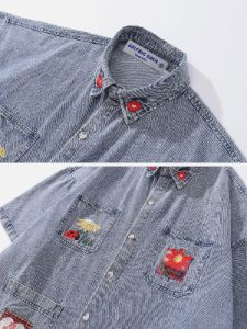 Aelfric Eden Denim Embroidery Short Sleeve Shirts sold by Aelfric Eden