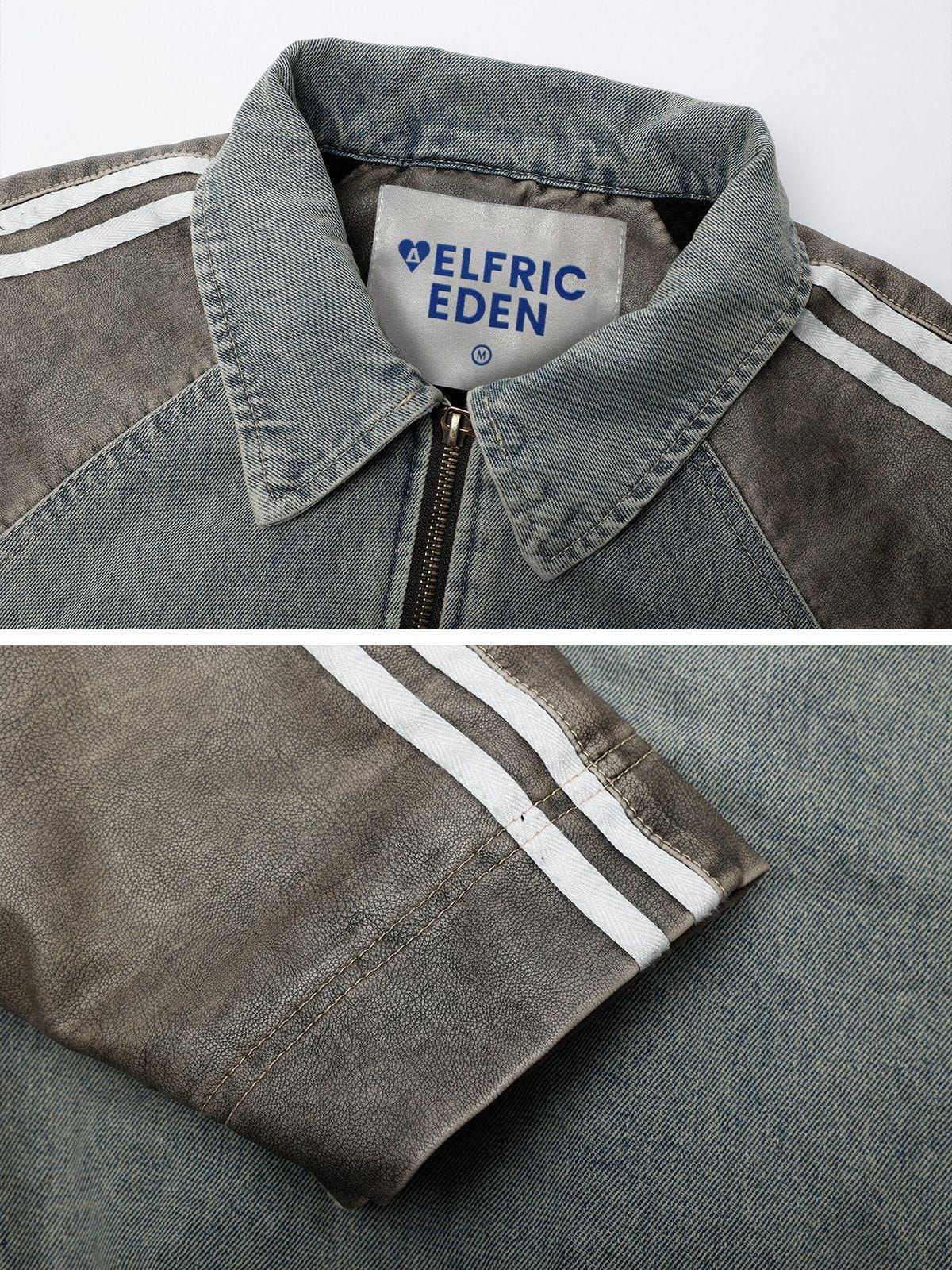 Aelfric Eden Patchwork Distressed Faux Leather Coat sold by Aelfric Eden product image thumbnail 5