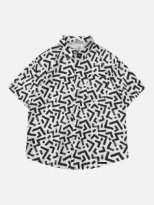 Aelfric Eden All-over Abstract Geometry Print Short Sleeve Shirts sold by Aelfric Eden