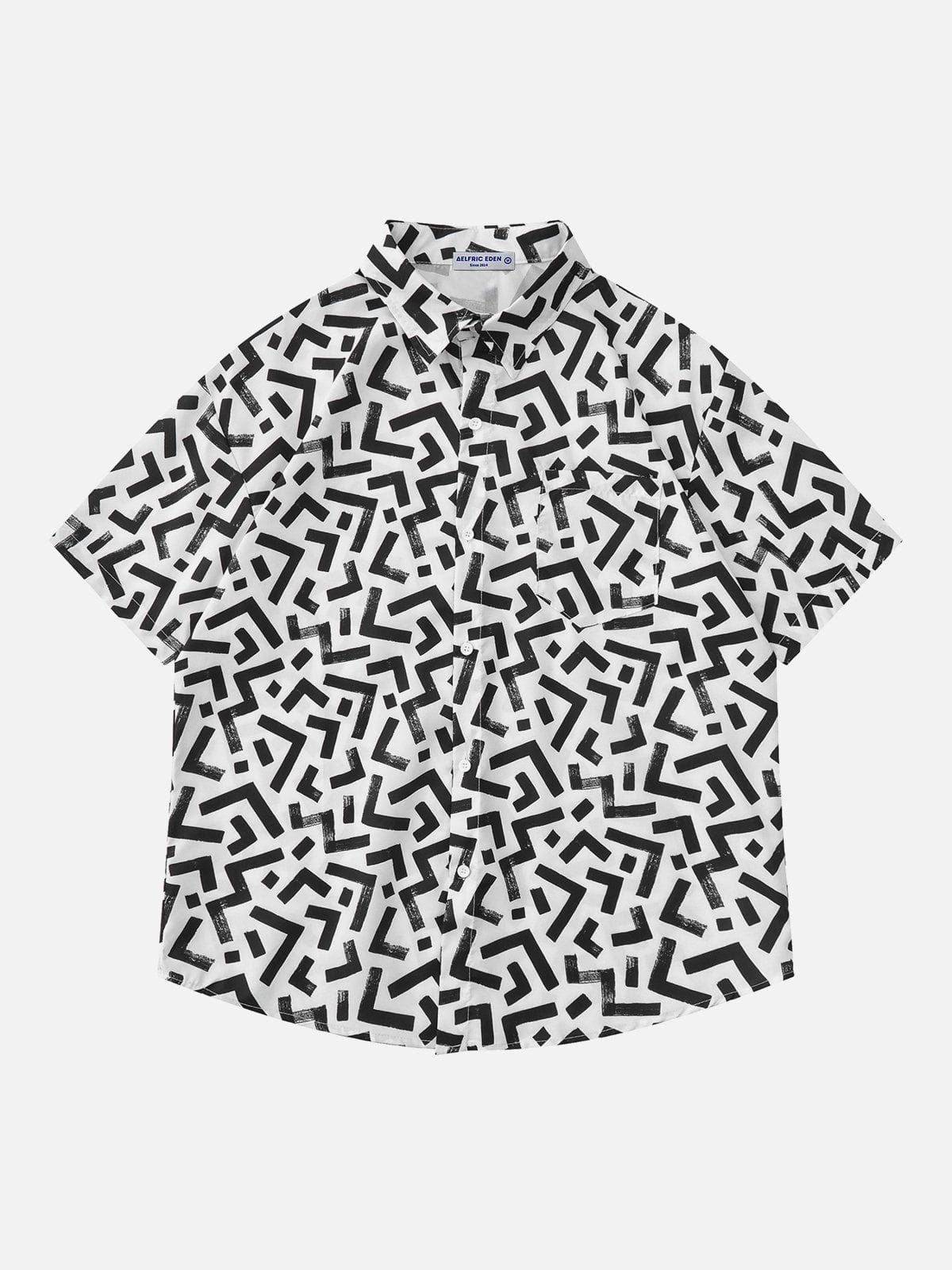 Aelfric Eden All-over Abstract Geometry Print Short Sleeve Shirts sold by Aelfric Eden