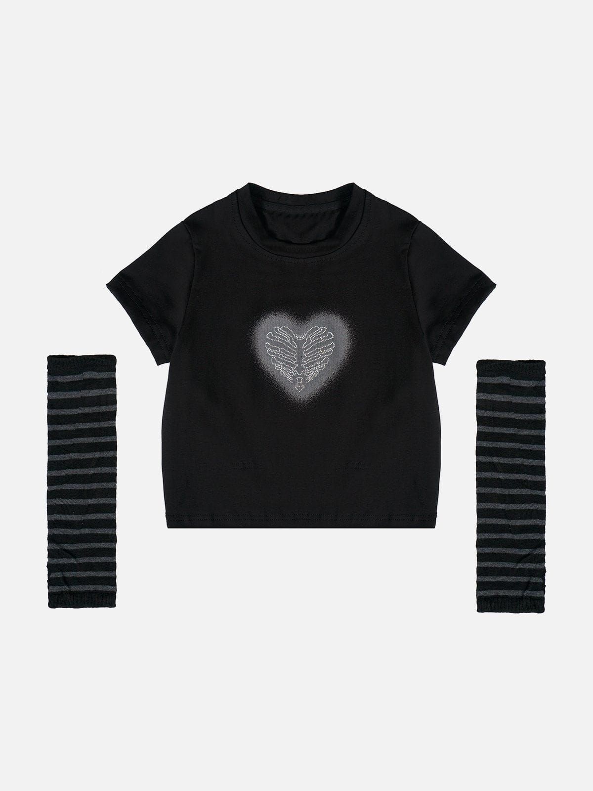 Stripes Heart Print Tee sold by Aelfric Eden