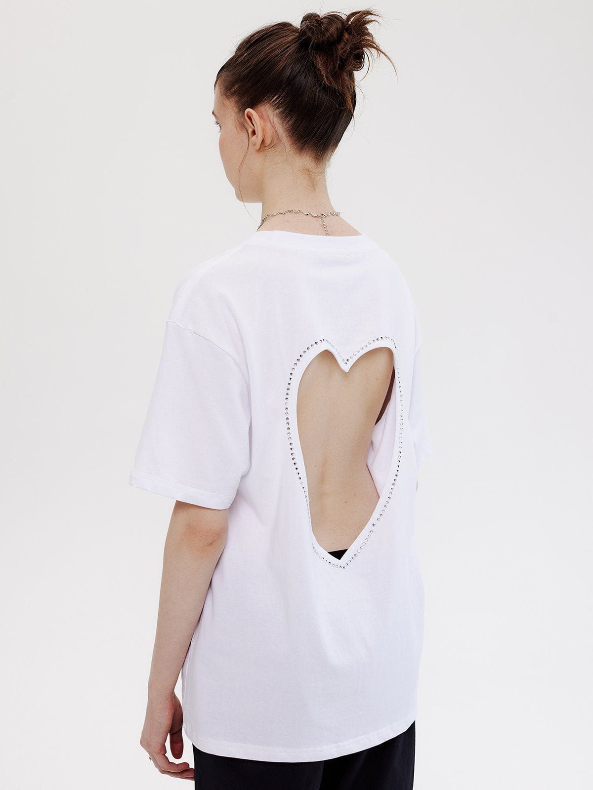 Heart Rhinestone Application Cut-out Tee sold by Aelfric Eden