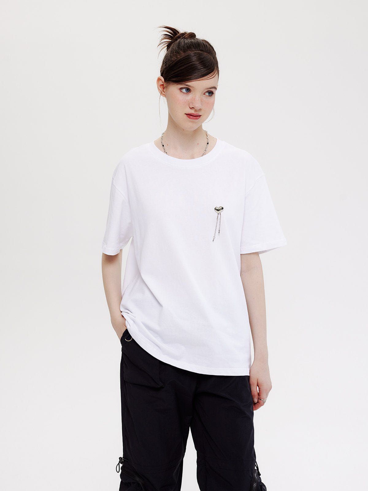 Heart Rhinestone Application Cut-out Tee sold by Aelfric Eden product image thumbnail 2