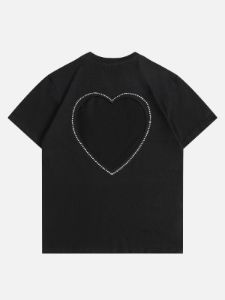 Heart Rhinestone Application Cut-out Tee sold by Aelfric Eden