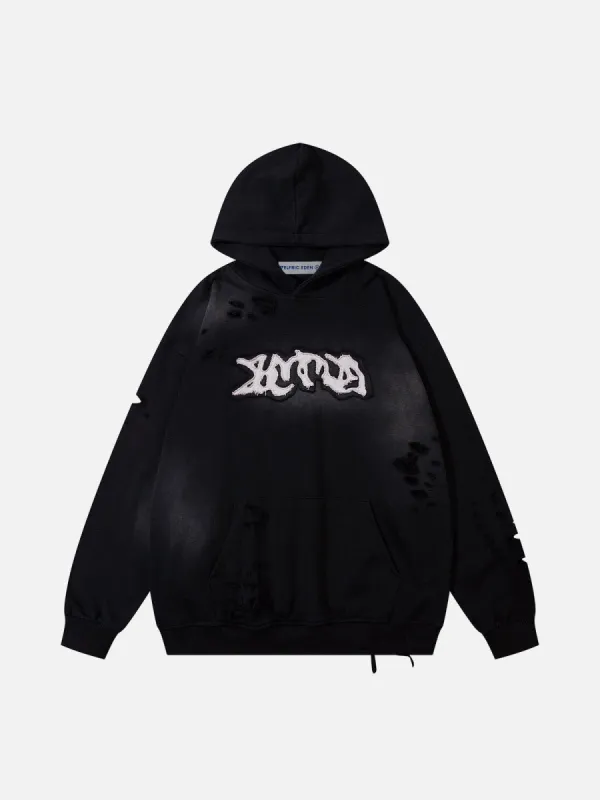 Aelfric Eden Embroidery Distressed Washed Hoodie sold by Aelfric Eden