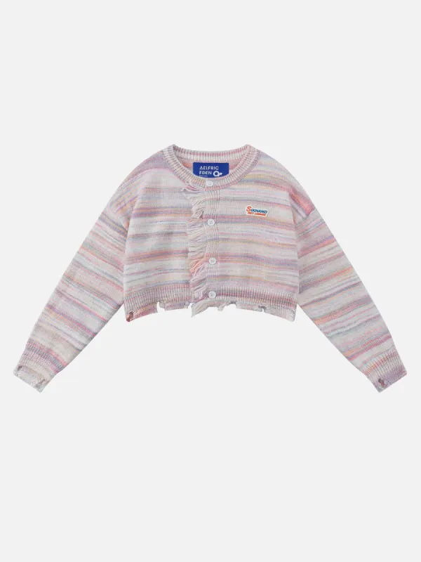 Colorful Striped Tassels Cardigan sold by Aelfric Eden