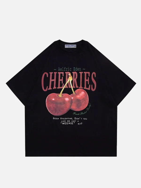 AEL Vintage Cherry Print Tee sold by Aelfric Eden