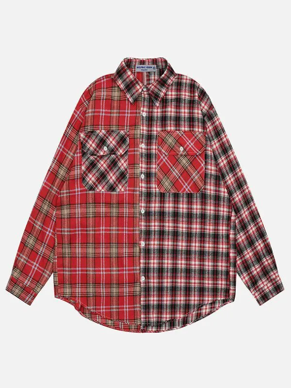 Aelfric Eden Plaid Patchwork Long Sleeve Shirts sold by Aelfric Eden