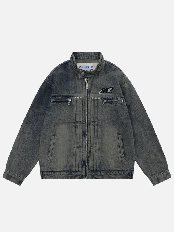 Aelfric Eden Embroidery Washed Denim Jacket sold by Aelfric Eden