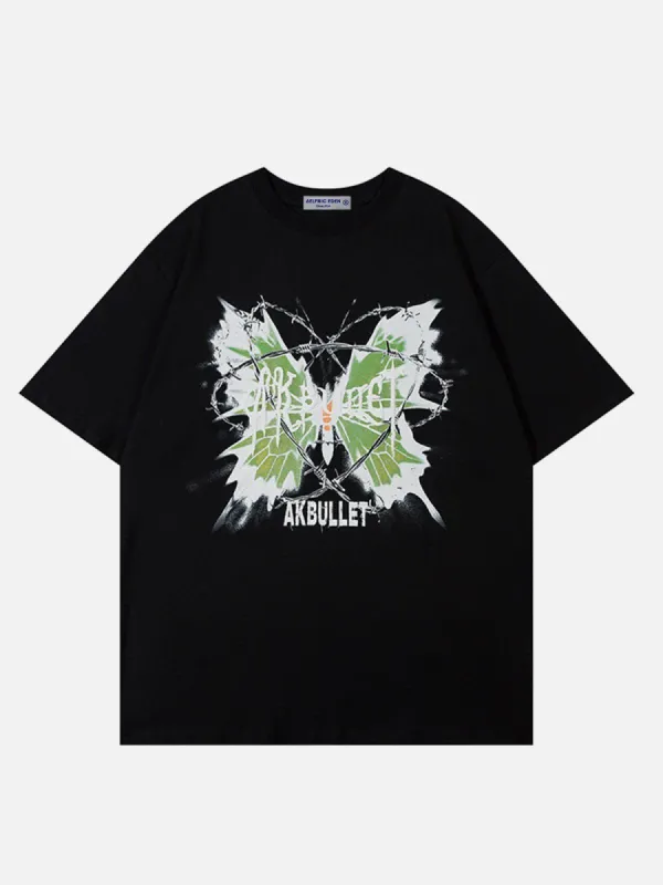 Aelfric Eden Irregular Butterfly Print Washed Tee | Parallel