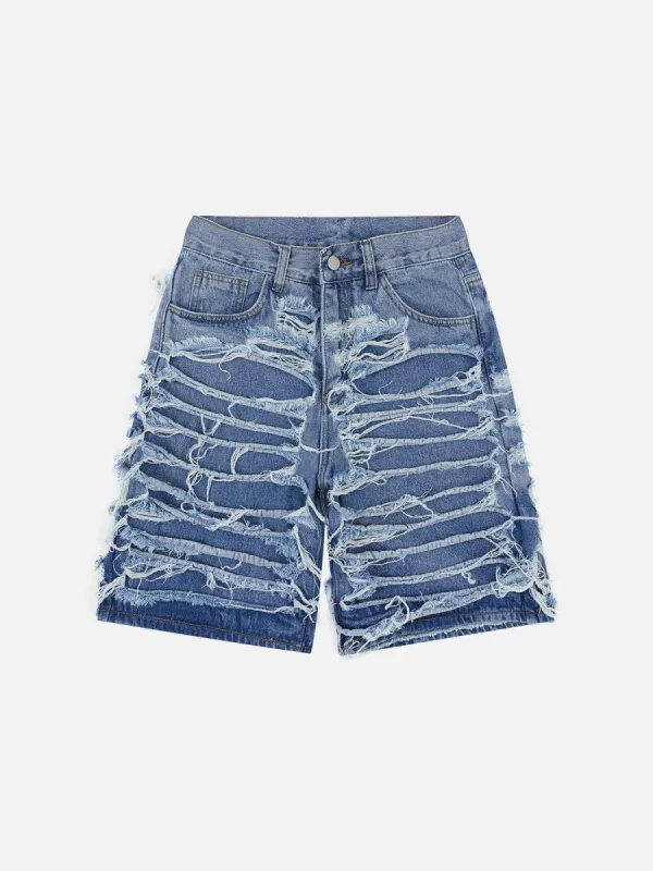 Aelfric Eden Fringe Distressed Denim Shorts sold by Aelfric Eden