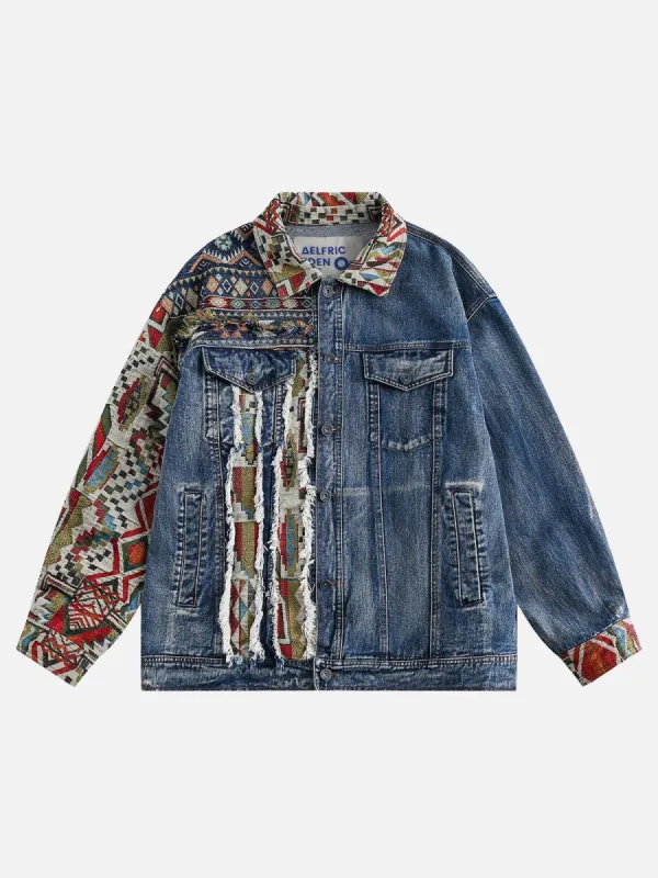 Aelfric Eden Ethnic Style Fringe Denim Jacket sold by Aelfric Eden