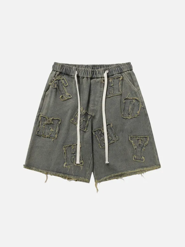 Aelfric Eden Fringe Letter Jorts sold by Aelfric Eden