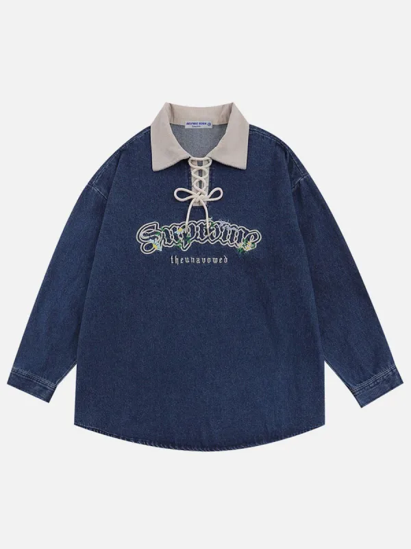 Aelfric Eden Tied Neckline Polo Sweatshirt sold by Aelfric Eden