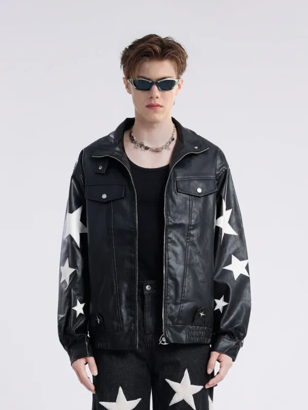 Aelfric Eden Embroidery Star Leather Jacket sold by Aelfric Eden