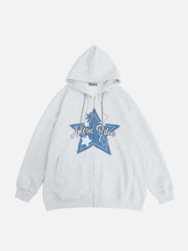 Aelfric Eden Applique Embroidery Broken Star Hoodie sold by Aelfric Eden