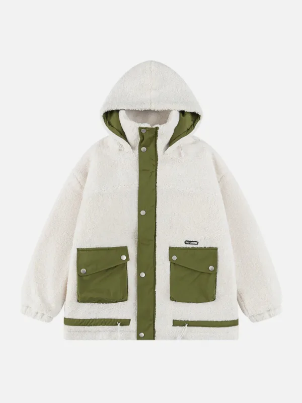 Aelfric Eden Color Blocking Pocket Hooded Sherpa Jacket sold by Aelfric Eden