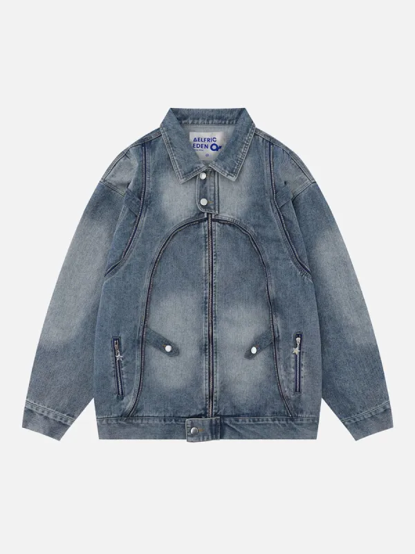 Aelfric Eden Multi Zip Up Patchwork Denim Jacket sold by Aelfric Eden