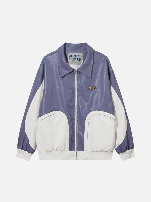Aelfric Eden Color Blocking Faux Leather Jacket sold by Aelfric Eden
