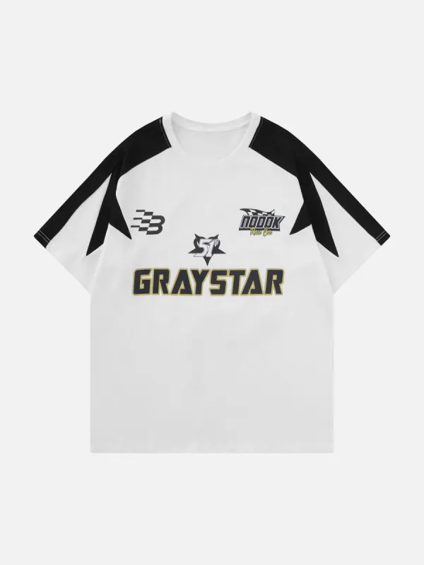 Patchwork Racing Letter Print Tee sold by Aelfric Eden