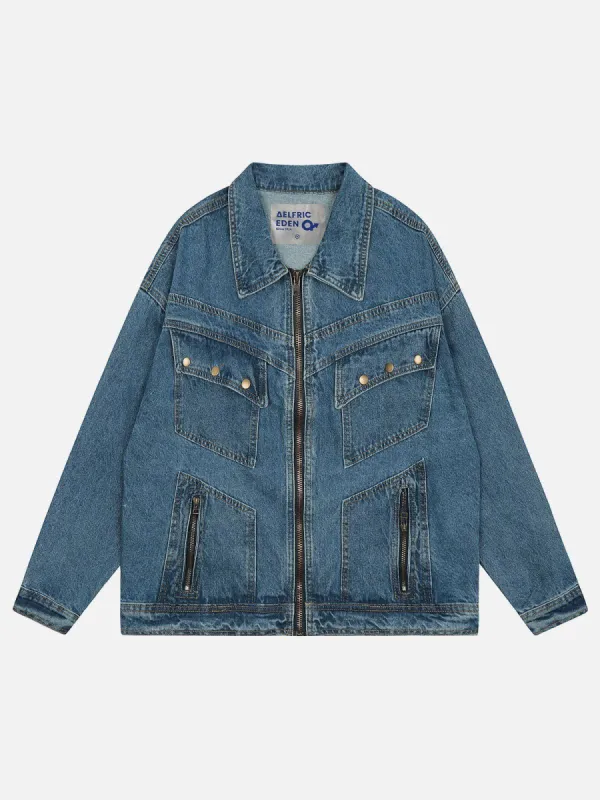 Aelfric Eden Solid Vintage Washed Denim Jacket sold by Aelfric Eden