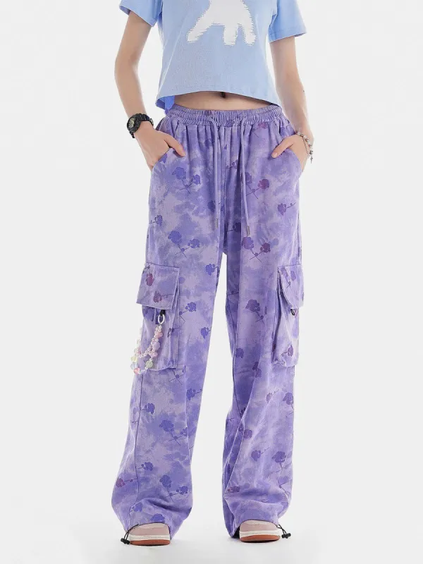 Rose Full Print Chain Cargo Pants sold by Aelfric Eden