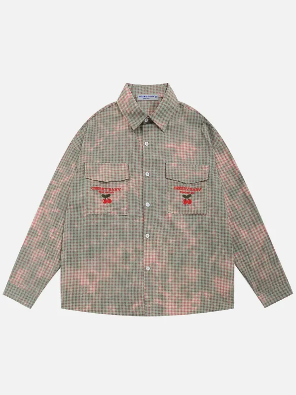 Aelfric Eden Dip-dye Embroidery Cherry Long Sleeve Shirt sold by Aelfric Eden