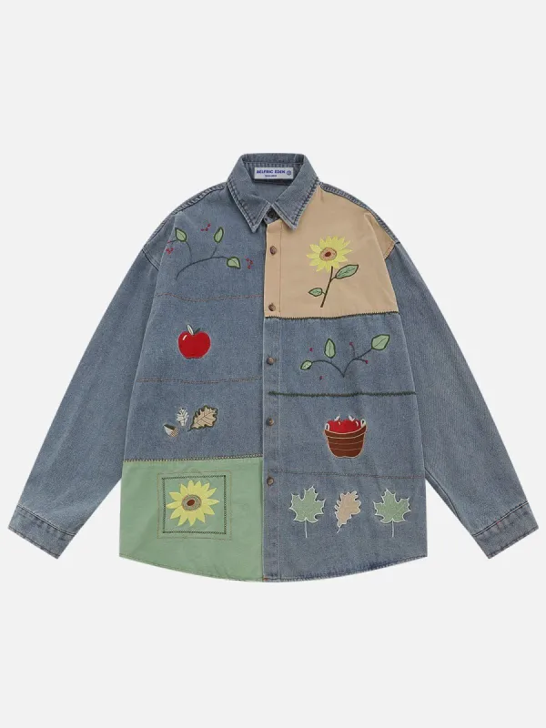 Aelfric Eden Embroidery Patchwork Long Sleeve Shirt made by Aelfric Eden