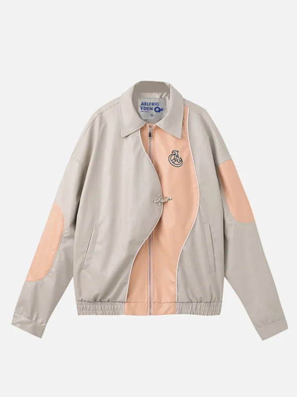 Aelfric Eden Camber Patchwork Embroidery Leather Jacket sold by Aelfric Eden