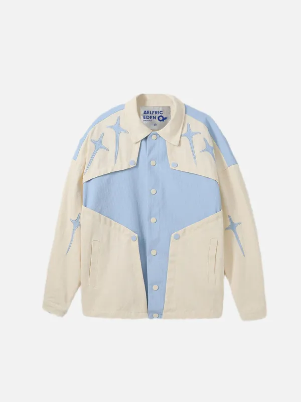 Aelfric Eden Patchwork Button Star Embroidery Jacket sold by Aelfric Eden