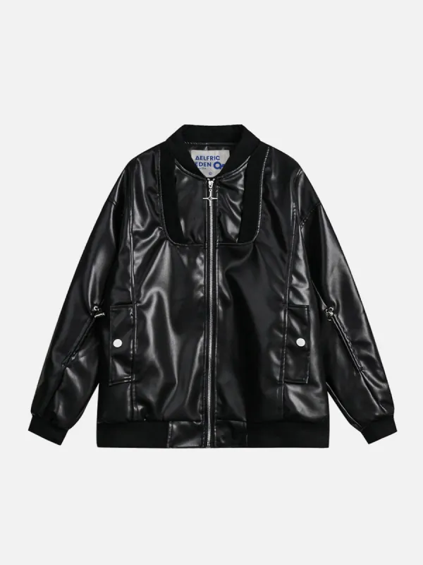 Aelfric Eden Solid Drawstring Leather Jacket sold by Aelfric Eden