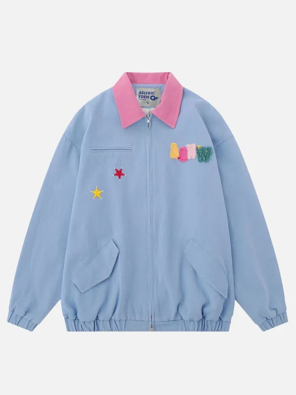 Applique Embroidery Colorful Letter Jacket sold by Aelfric Eden