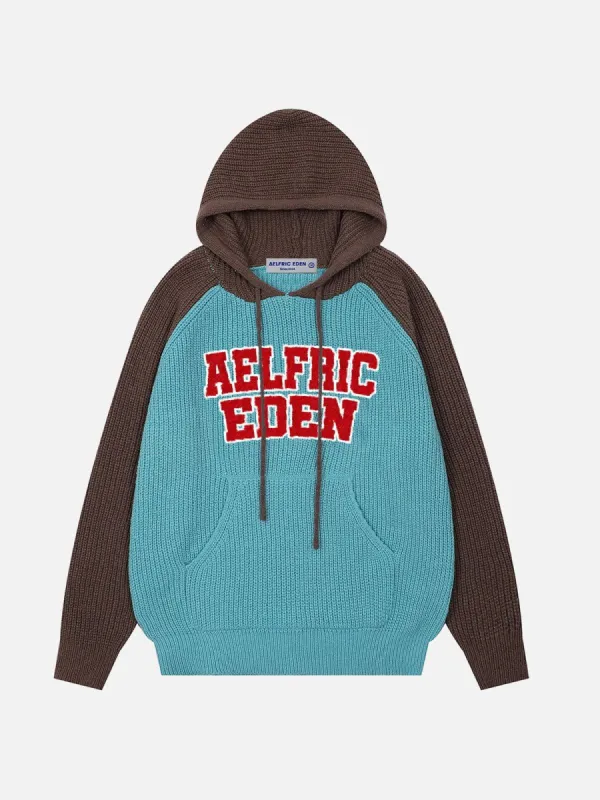 Aelfric Eden Patchwork Embroidery Knit Hoodie sold by Aelfric Eden