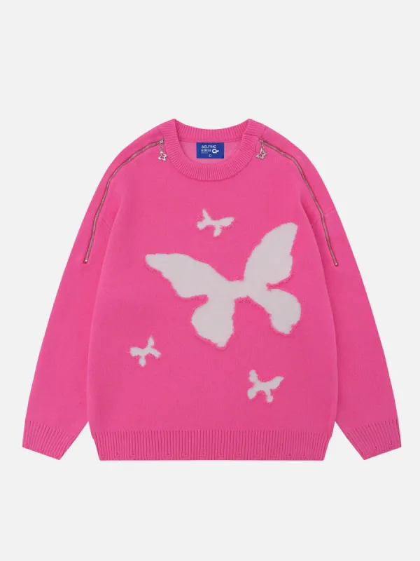 Aelfric Eden Butterfly Shoulder ZIP UP Design Sweater sold by Aelfric Eden