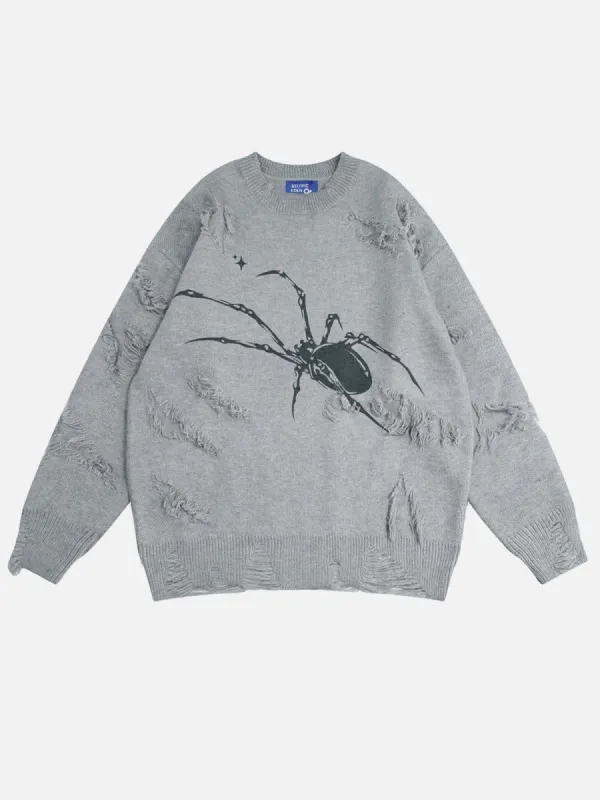 Aelfric Eden Distressed Fringe Spider Design Sweater sold by Aelfric Eden